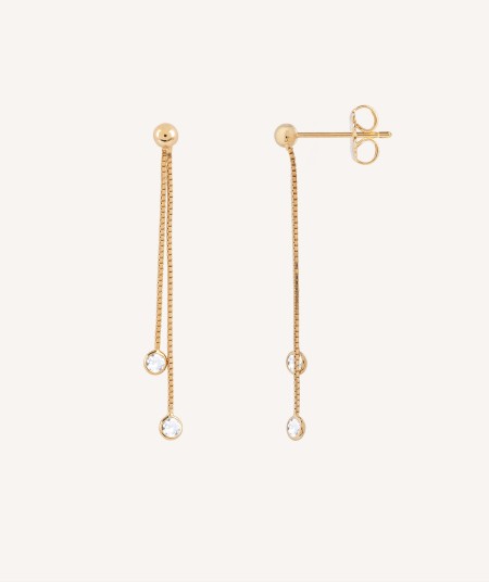 Earrings Disco 925 silver 18kt gold plated zirconia dormilona