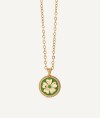 Pendant  collection María G. de Jaime 18 Kt Gold Plated Green enamel flower