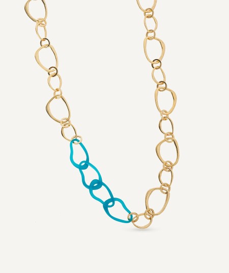 Necklace Oratge collection Eva 18 Kt Gold Plated Blue acetate