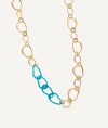 Necklace Oratge collection Eva 18 Kt Gold Plated Blue acetate