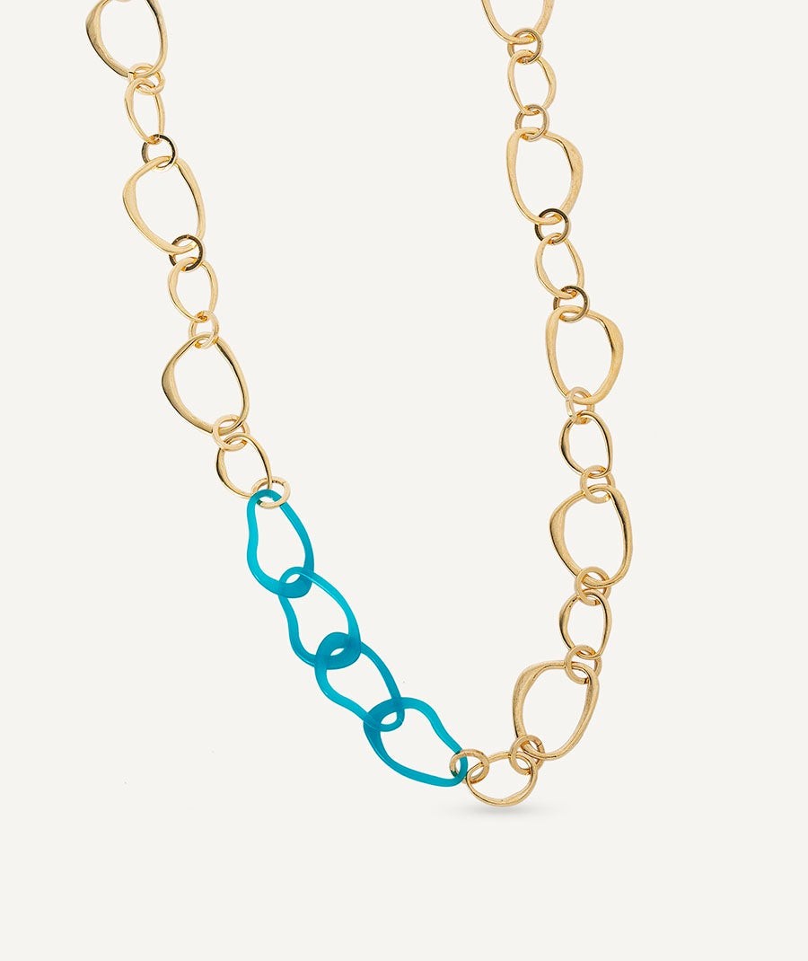 Necklace Oratge collection Eva 18 Kt Gold Plated Blue acetate