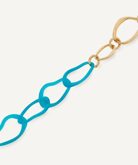 Necklace Oratge collection Eva 18 Kt Gold Plated Blue acetate