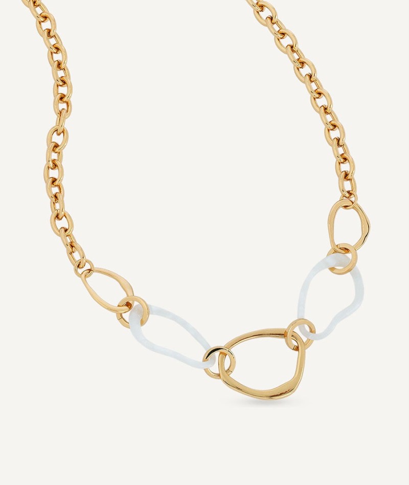 Necklace Reflexe collection Eva 18 Kt Gold Plated White acetate