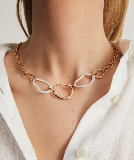 Necklace Reflexe collection Eva 18 Kt Gold Plated White acetate