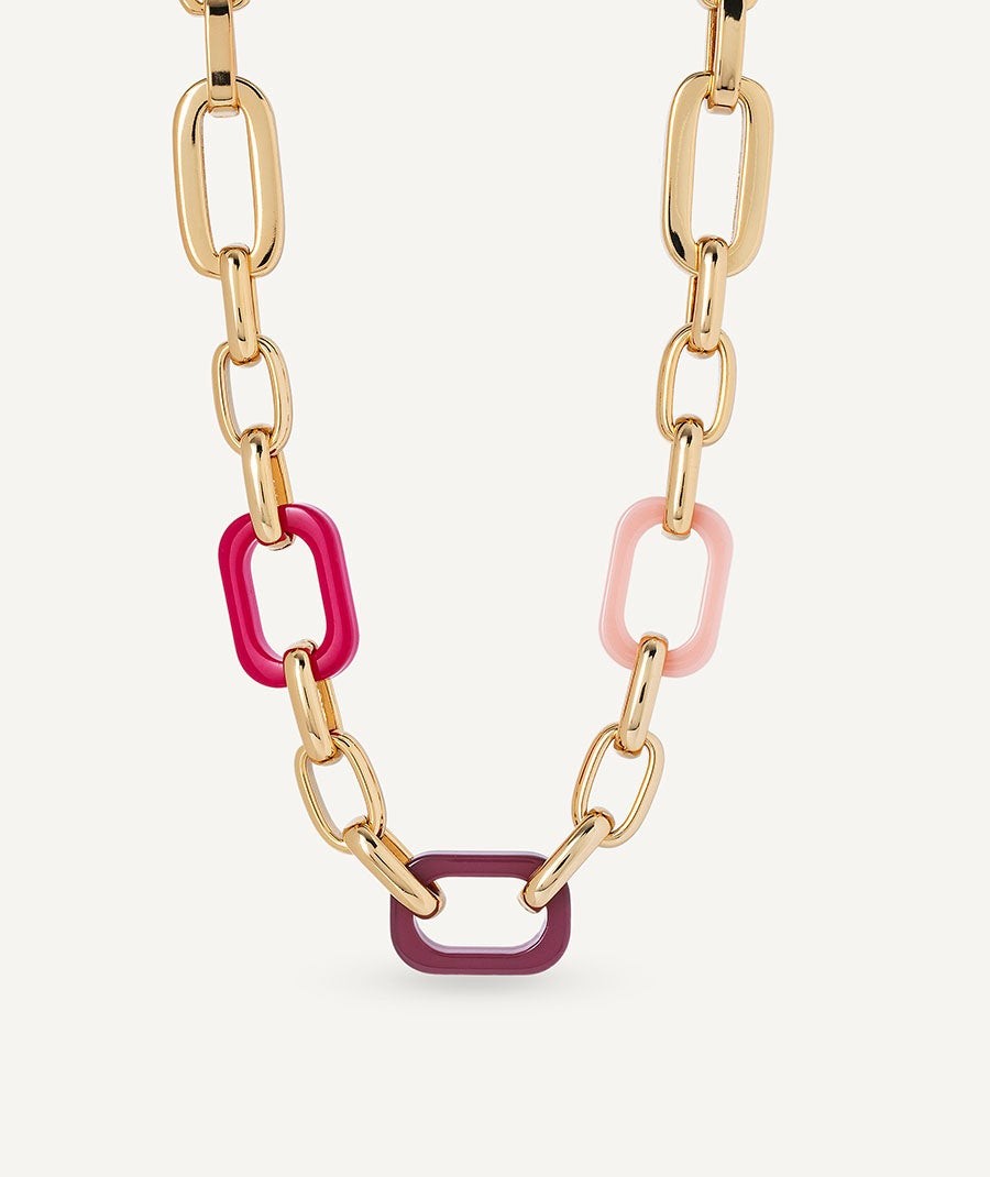 Collar Isla bonita  chapado Oro 18 Kt acetato rosa