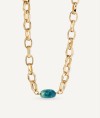 Collar Claire  chapado Oro 18 Kt cadena piedra natural azul