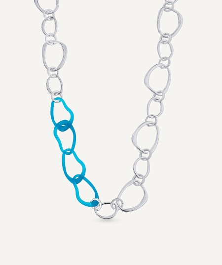 Necklace Oratge collection Eva Silver plated Blue acetate