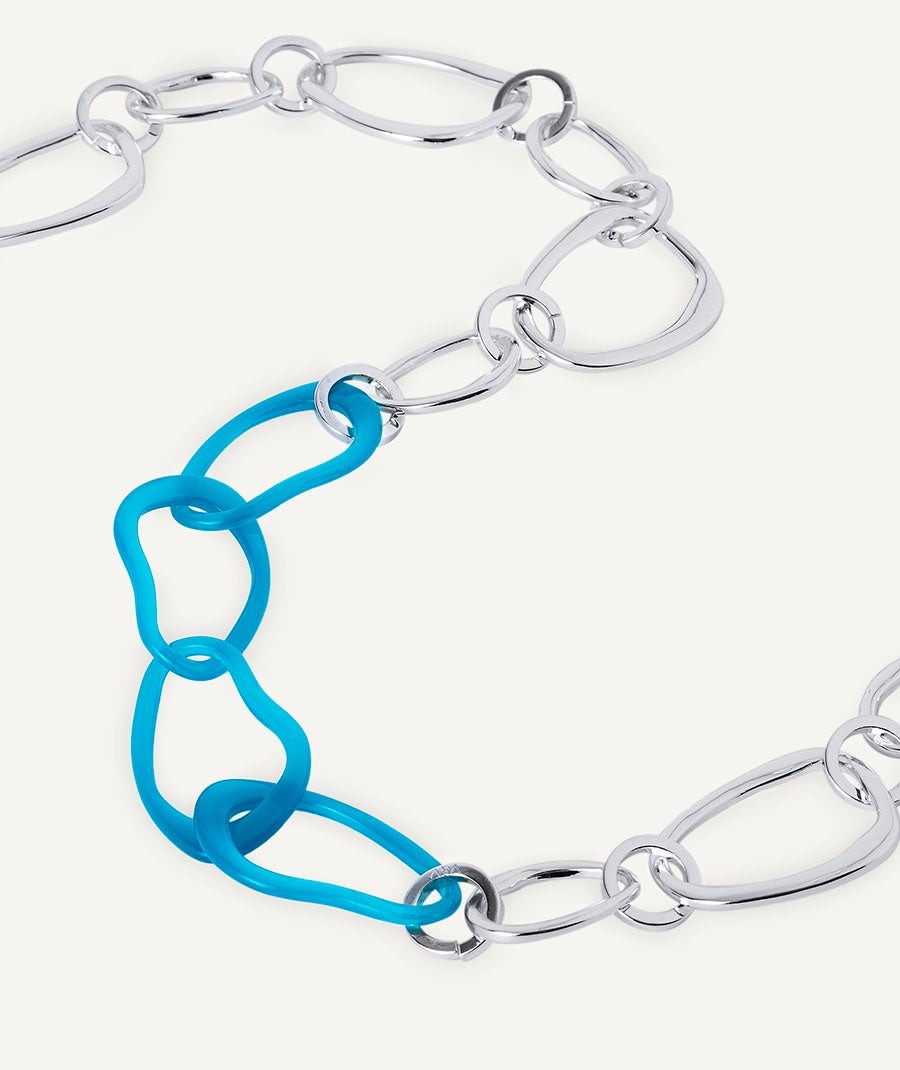 Necklace Oratge collection Eva Silver plated Blue acetate