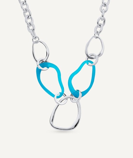 Necklace Oratge collection Eva Silver plated Blue acetate