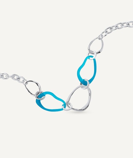 Necklace Oratge collection Eva Silver plated Blue acetate