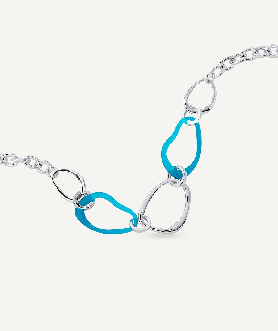 Necklace Oratge collection Eva Silver plated Blue acetate