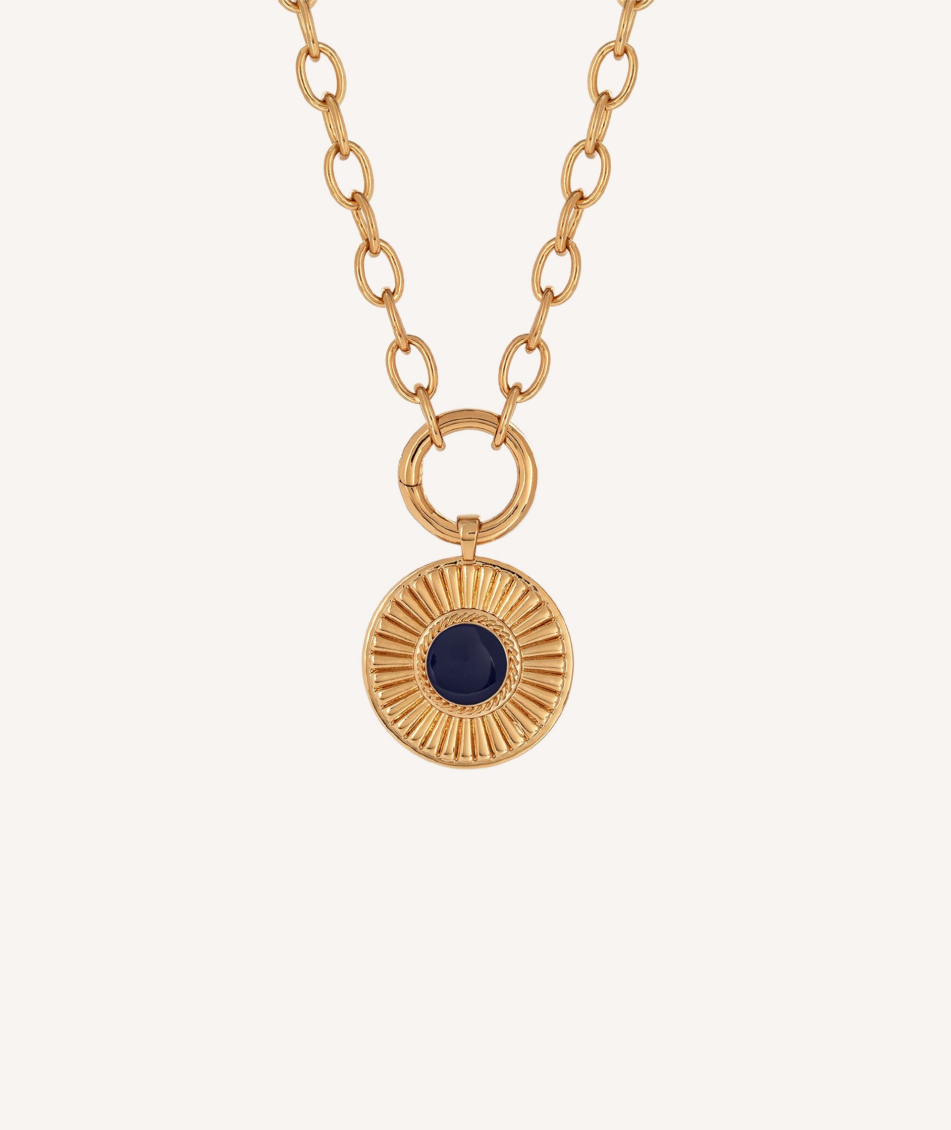 Colgante  Chapado Oro 18 Kt aro motivo con relieve azul