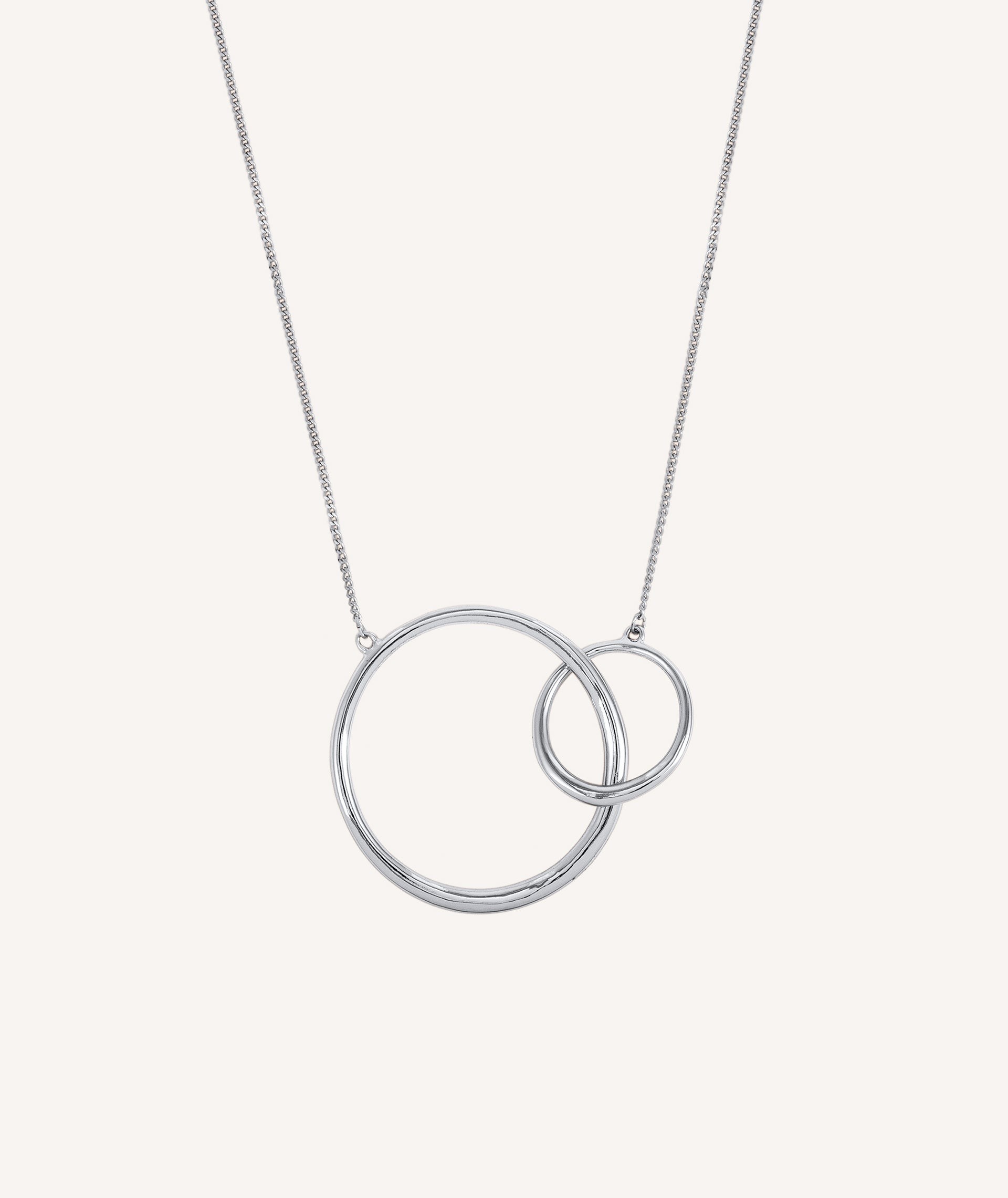 Amy Necklace 925 Sterling Silver plated Double ring 75cm