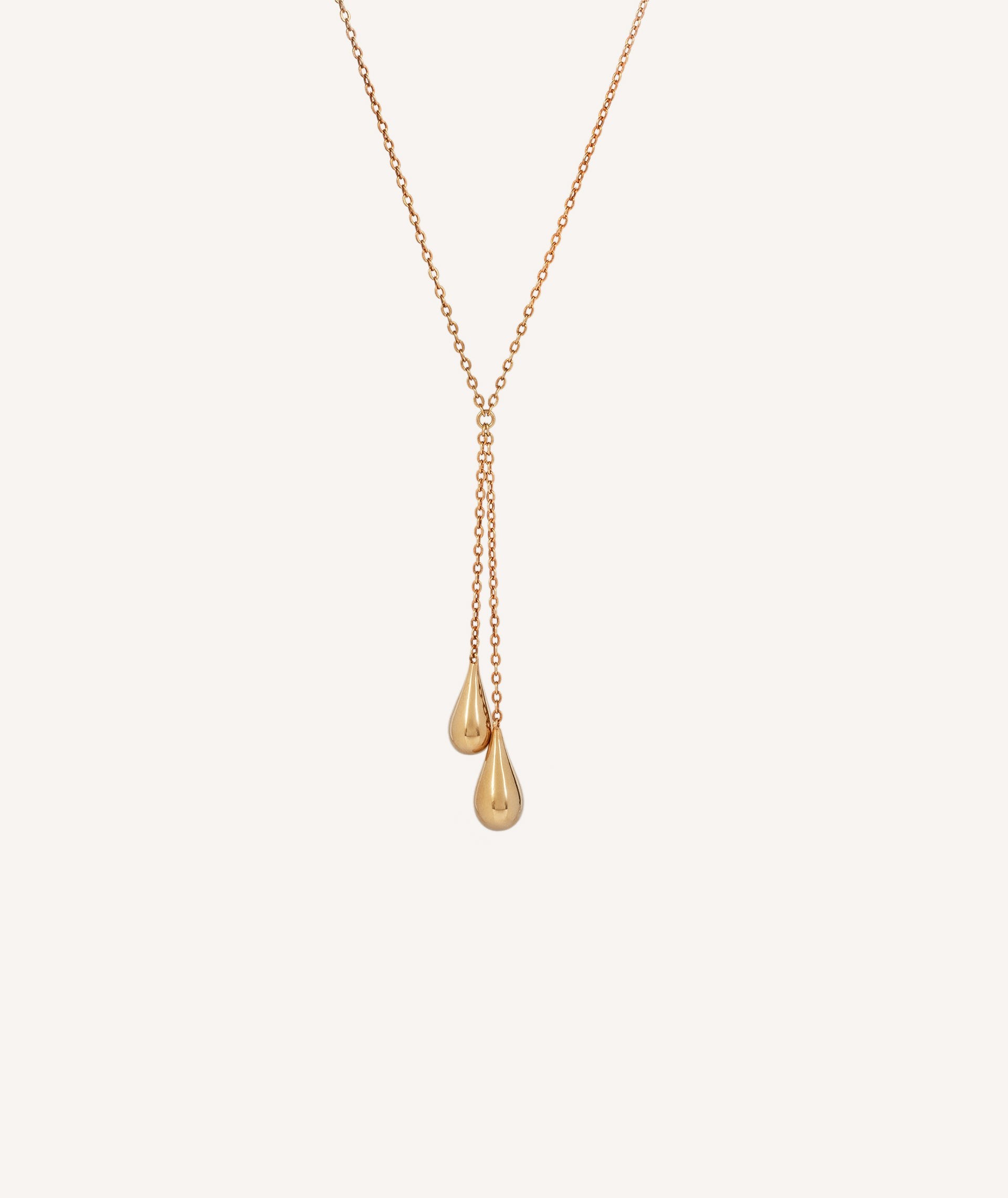 Double Drop Necklace 18k Gold Plated double pendulum drops