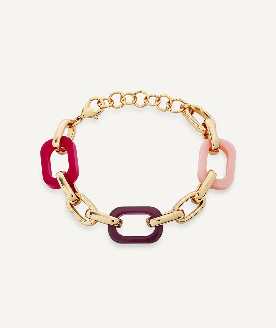 Pulsera Isla bonita  chapado Oro 18 Kt acetato rosa