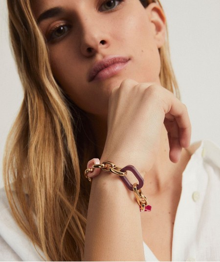 Bracelet Isla bonita collection Eva 18 Kt Gold Plated Pink acetate