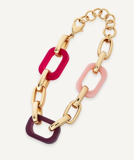 Bracelet Isla bonita collection Eva 18 Kt Gold Plated Pink acetate