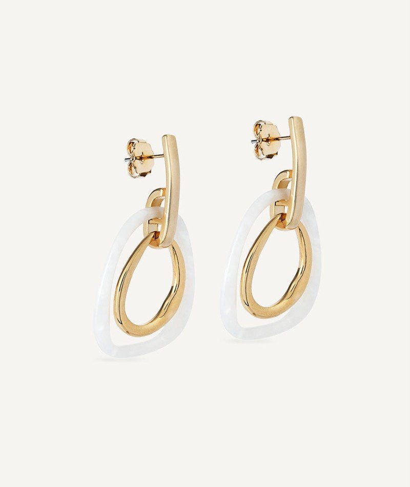 Pendientes Reflexe  chapado Oro 18 Kt acetato blanco