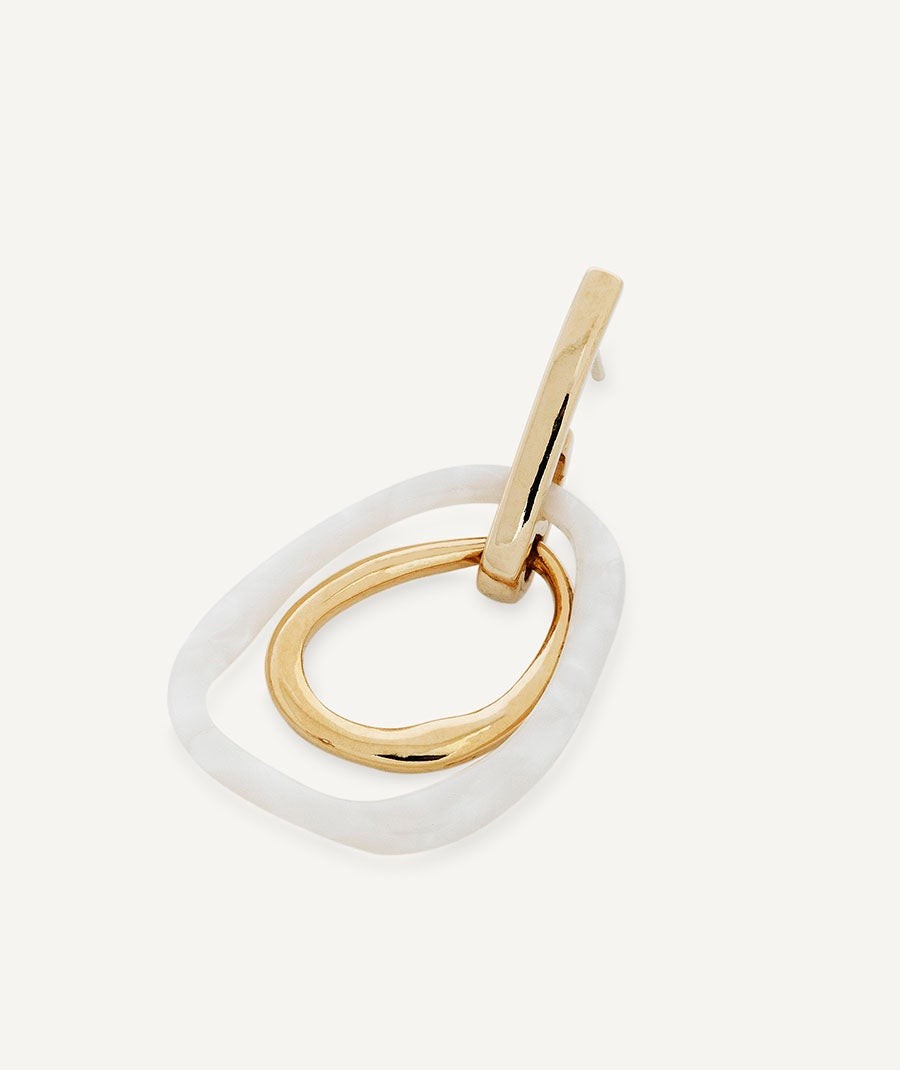 Earrings Reflexe collection Eva 18 Kt Gold Plated White acetate