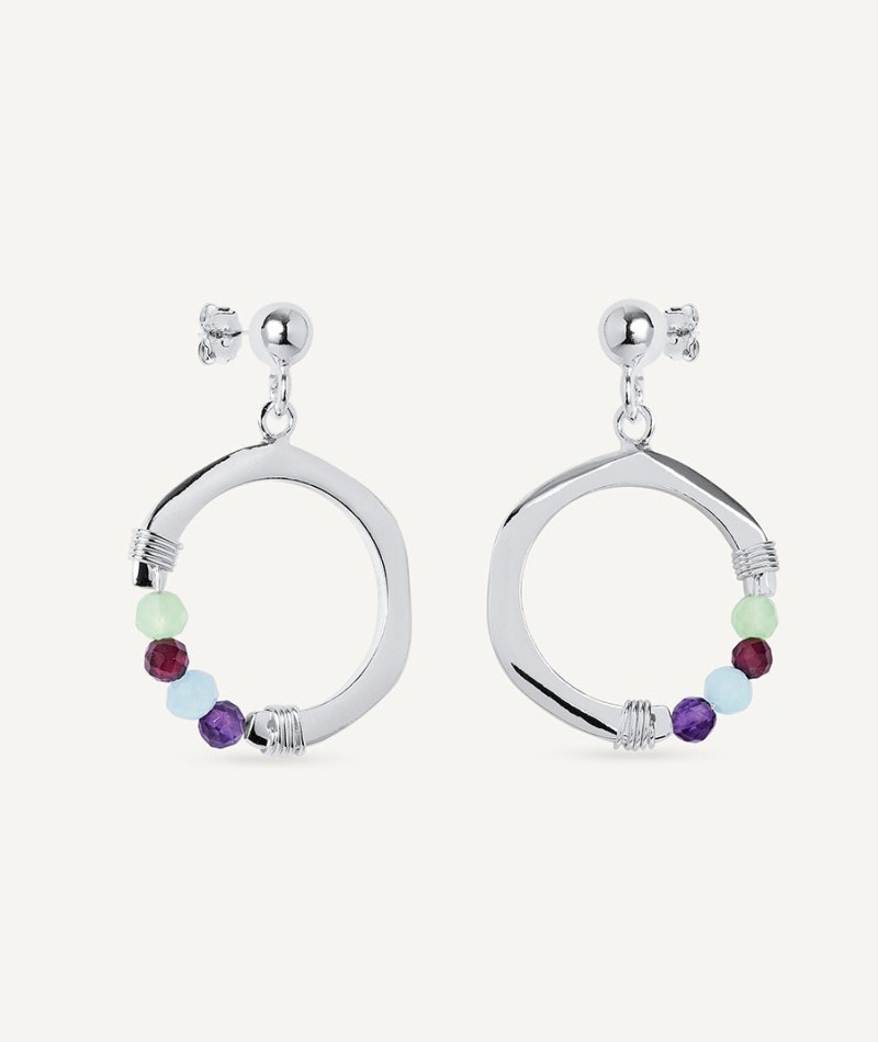 Earrings Fosquet collection Esenciales Silver plated Aro Natural stones