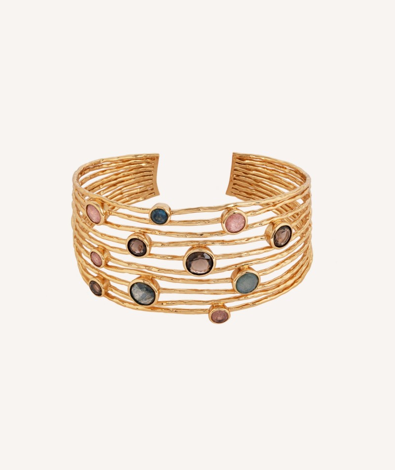 Pulsera rígida Tanit ajustable con piedras naturales