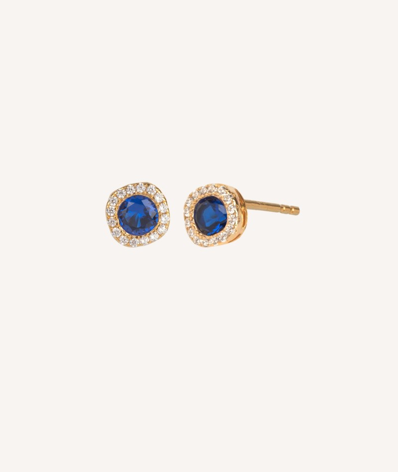 Earrings Zirconia Circle Blue