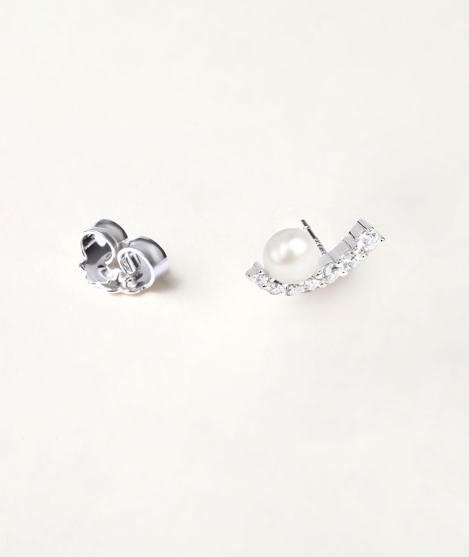 Earrings  silver 925 with zirconias and cultured pearl