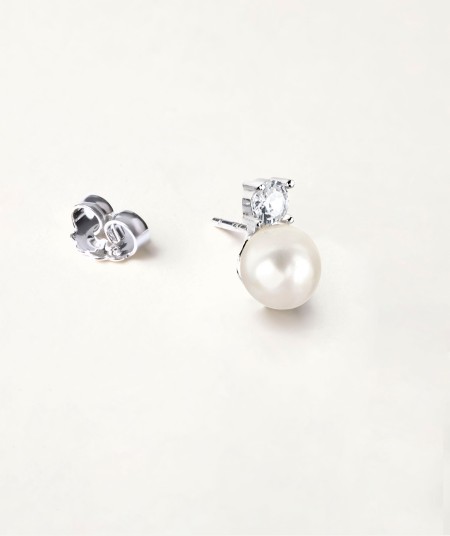 Earrings  silver 925 with zirconias and cultured pearl