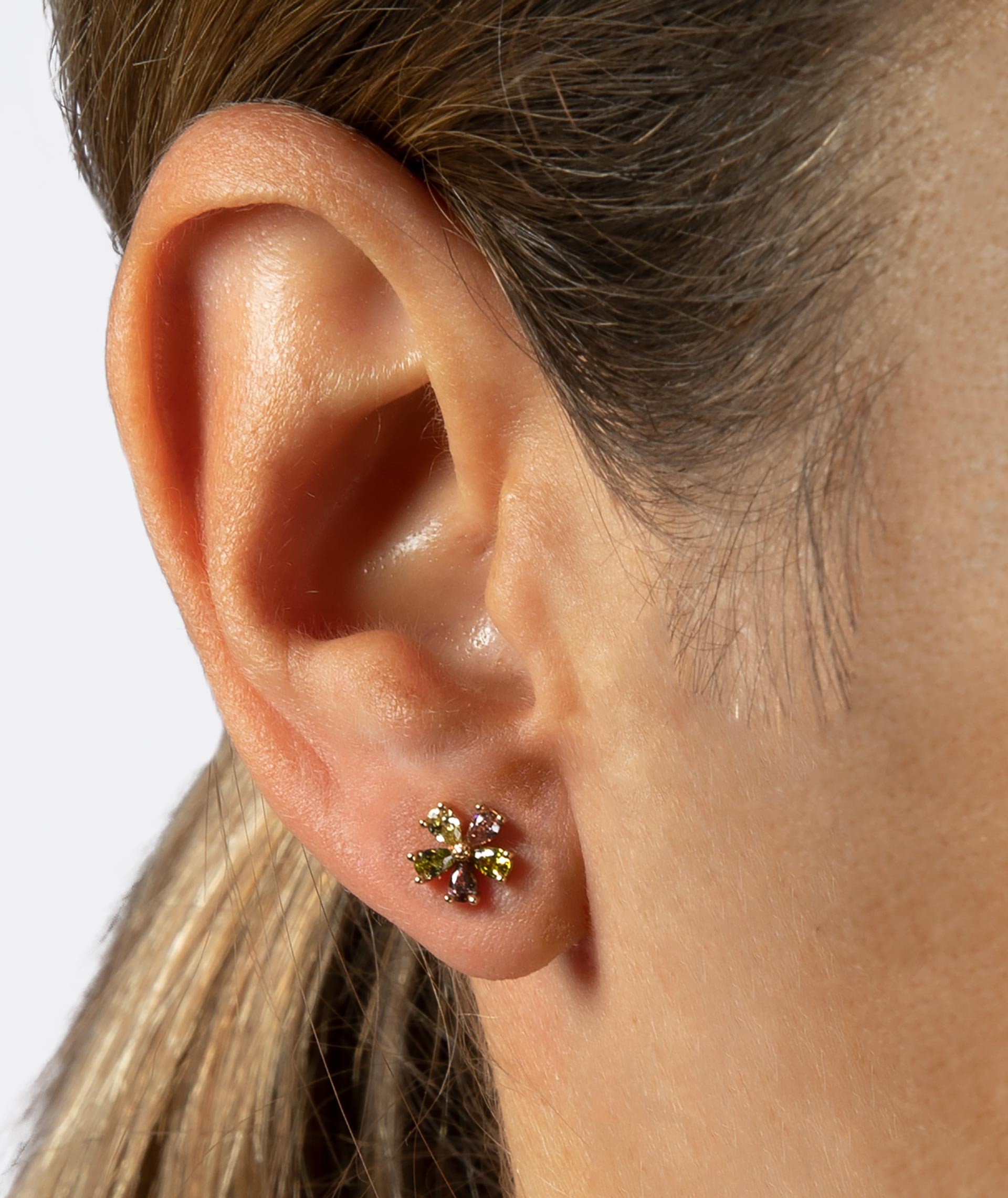 Individual Earring flower Multicolor zirconias