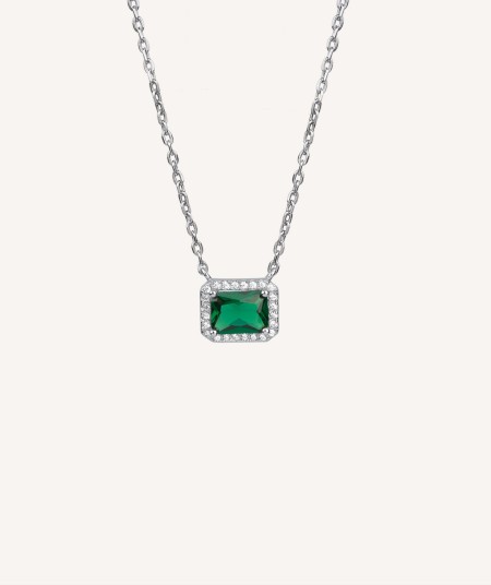 Necklace Zirconia Square Green