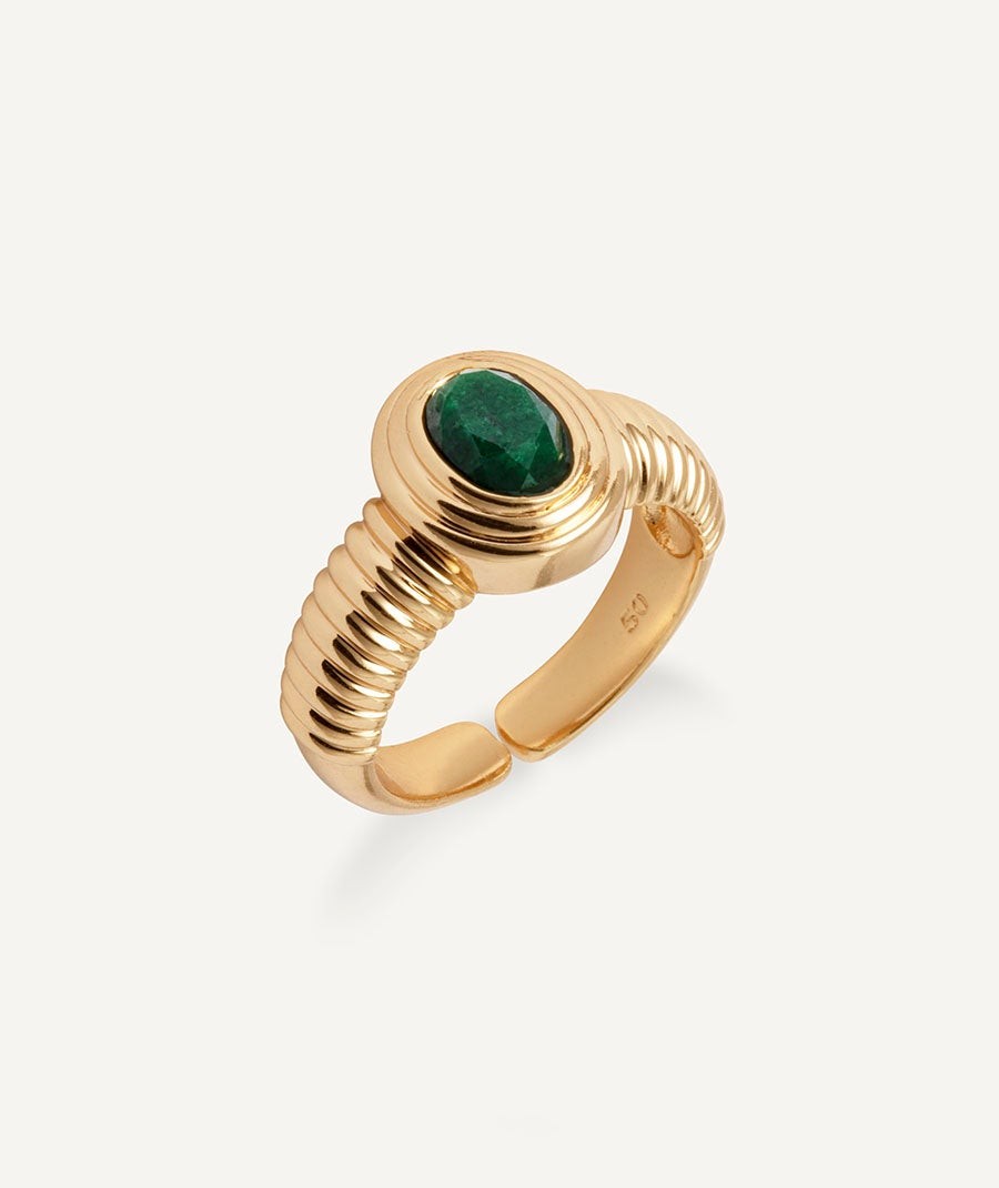 Anillo Manu con Jade verde Africano