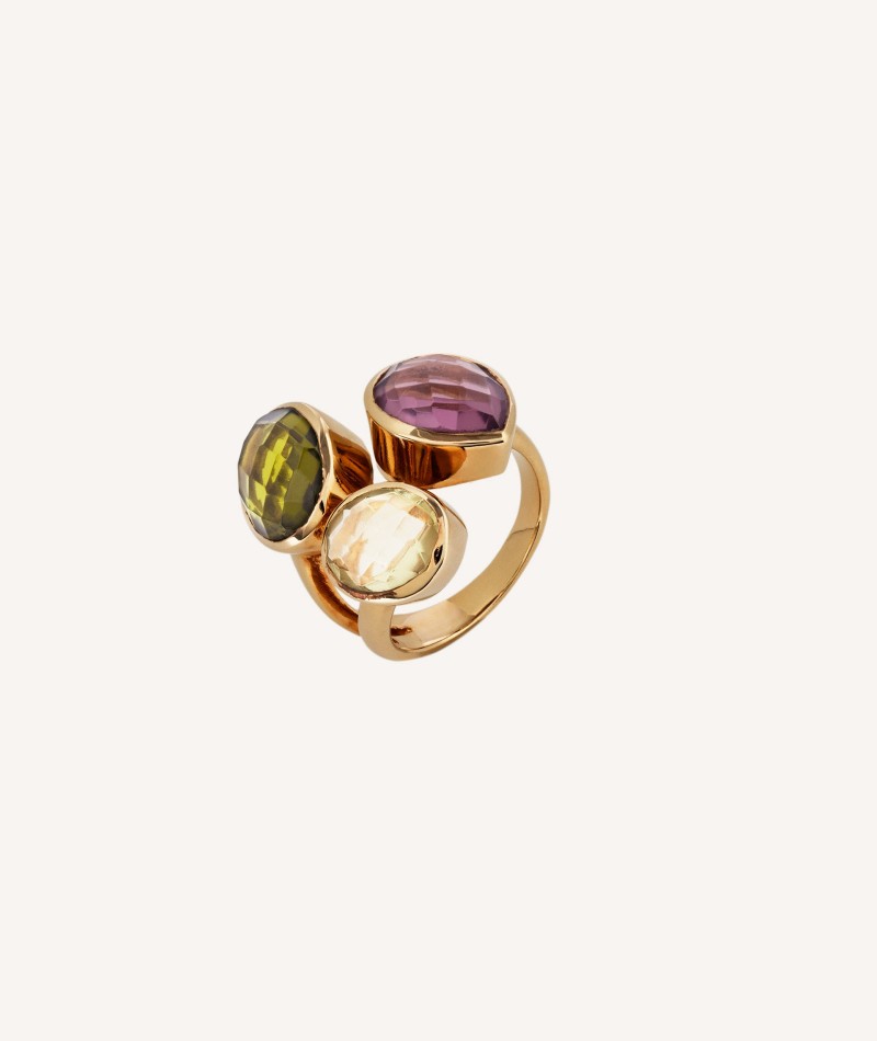 Anillo Guida con tres piedras naturales