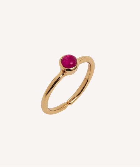 Ring Gold 18ct Plated Pink Stones