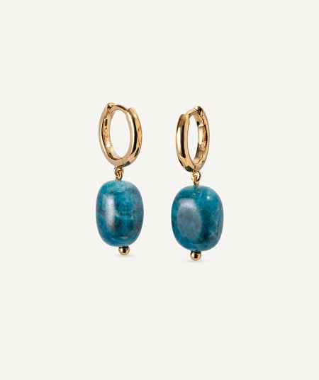 Earrings  collection María G. de Jaime 18 Kt Gold Plated Blue Natural Stone Aro