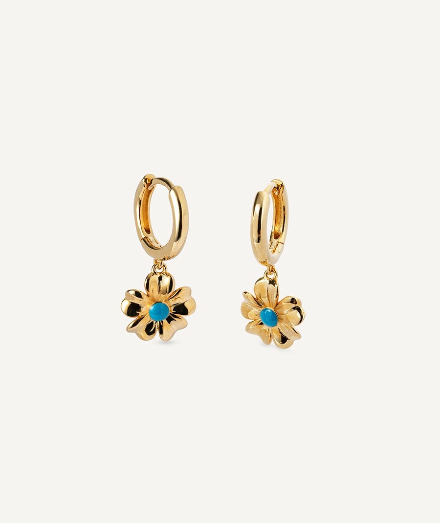 Earrings  collection María G. de Jaime 18 Kt Gold Plated Blue enamel flower ring