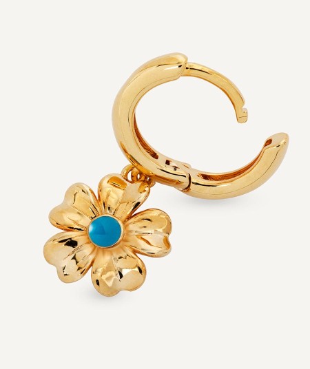 Earrings  collection María G. de Jaime 18 Kt Gold Plated Blue enamel flower ring