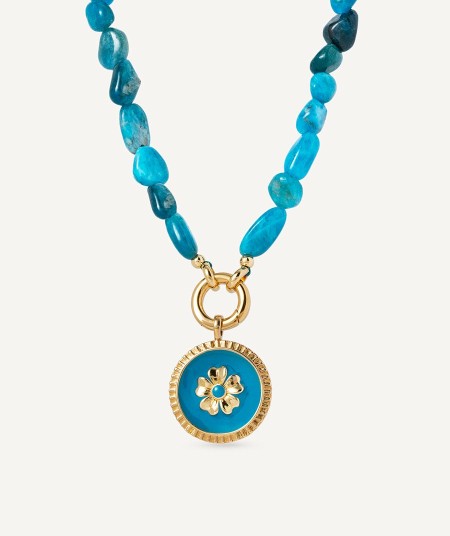 Necklace  collection María G. de Jaime 18 Kt Gold Plated Blue Natural Piede and Natural Stones