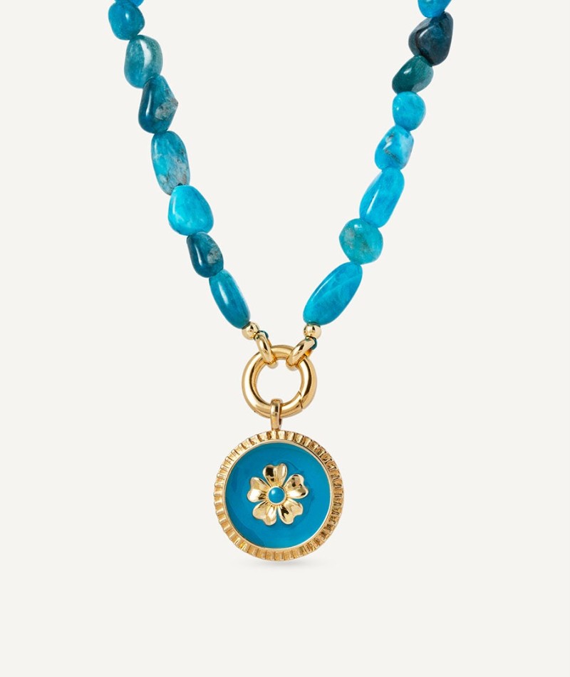 Necklace  collection María G. de Jaime 18 Kt Gold Plated Blue Natural Piede and Natural Stones