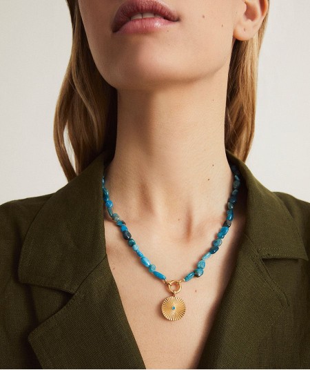 Necklace  collection María G. de Jaime 18 Kt Gold Plated Blue Natural Piede and Natural Stones