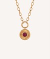 Pendant  18 kt gold plated hoop relief with plum enamel