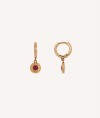 Earrings  18 kt gold plated hoop relief with plum enamel