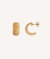 Earrings  18 kt gold plated semihoop relief