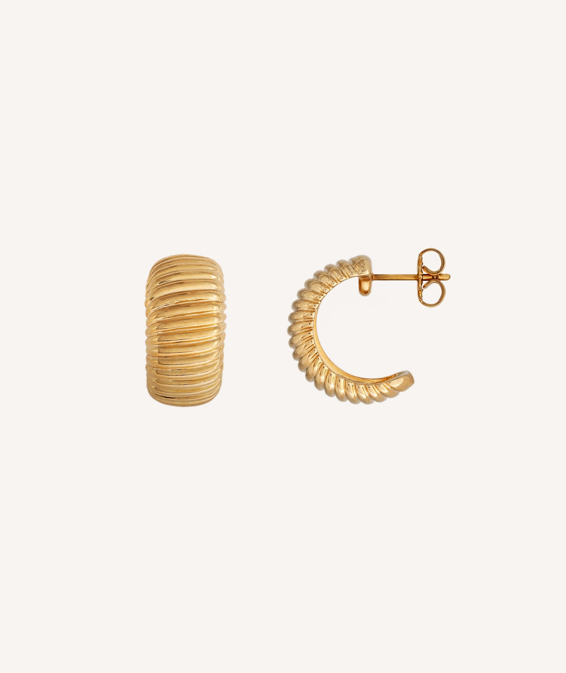 Earrings  18 kt gold plated semihoop relief