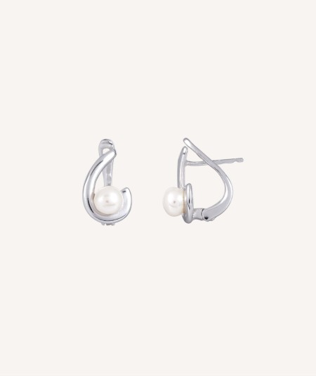 Earrings  silver 925 with zirconias and cultured pearl