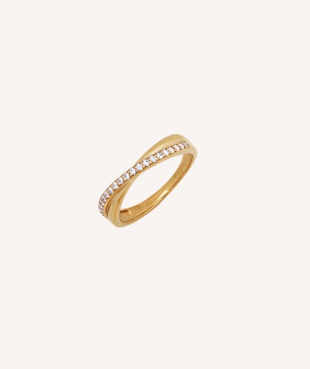 Anillo Blanca Plata de Ley 925 Chapado Oro 18Kt circonitas cúbicas