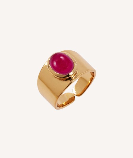 Ring Gold 18ct Plated Pink Stones