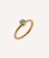 Ring Gold 18ct Plated Green Stones