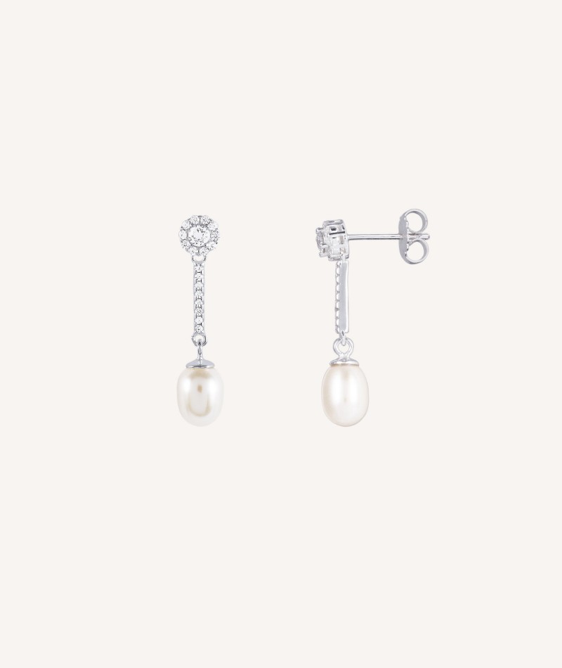 Earrings  silver 925 long with cultured pearl