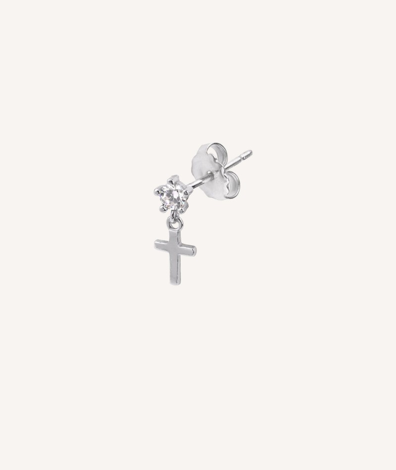 Individual Earring Cross Pendant with Zirconia