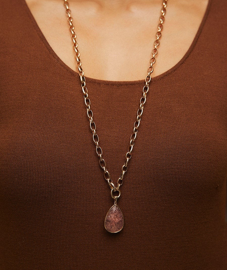 Pendant Sió with rose quartz